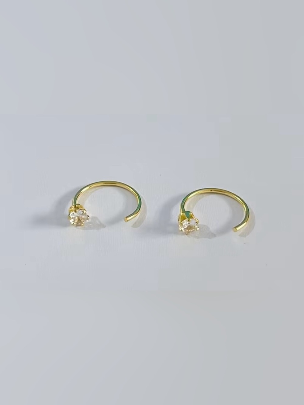KC Gold-Plated Tarnish Resistant C-Shaped Minimalist Zirconia Accented Earrings